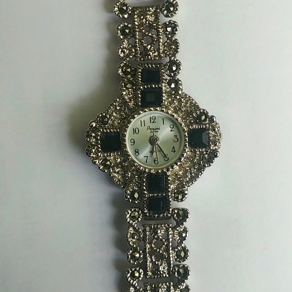 Perini Japan Silverstone Ornate Onyx Watch